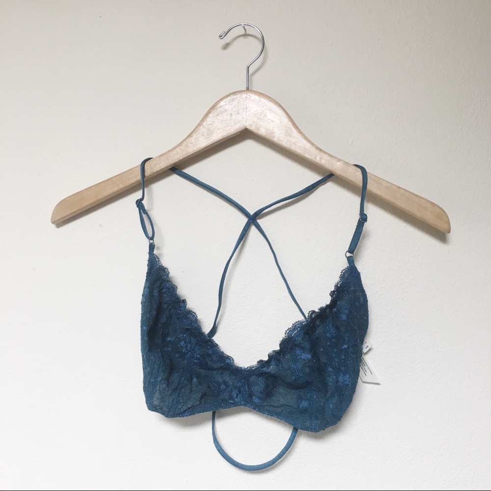 Free People - Strappy Blue Lace Bralette